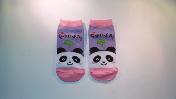 Panda! Non slip Kids Socks NEON PINK/ PURPLE