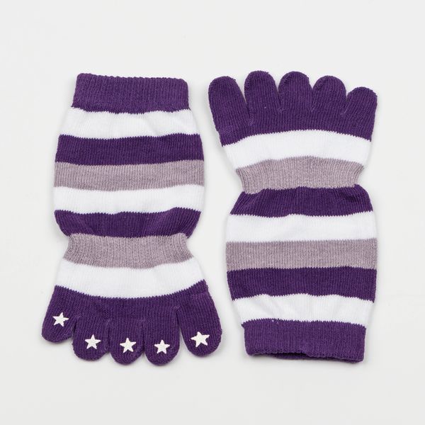 Shinning Star 5 Toe Socks/ Runing / Studio, Wood floor NonSlip (Purple /white )