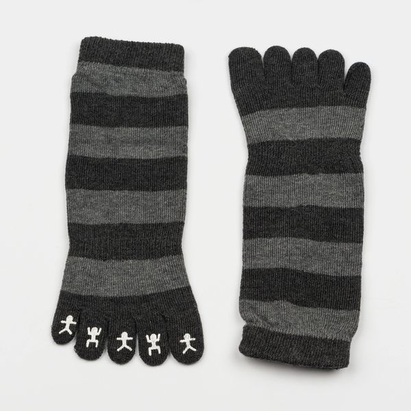 ANTI SLIP / NON SLIP Toe Socks Little People (Black/gray strip)