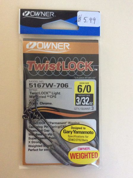 Owner Twistlock light weighted 3/32oz 6/0 3 pk