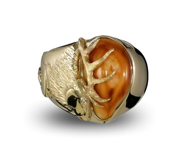 Diamond Elk Ivory Ring | Elk Ivory Jewelry