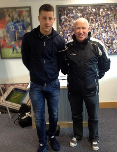 Tosh and Ross Barkley catch up at Everton's training ground Finch Farm