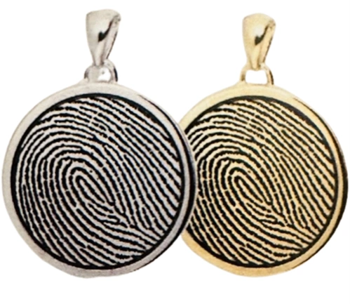 Fingerprint on Round Jewelry w/ rim 3203 Stainless Steel (No chamber)