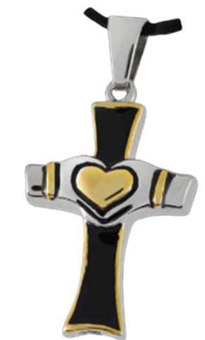 Premium Stainless Steel Claddagh Cross Two-tone SSP041C