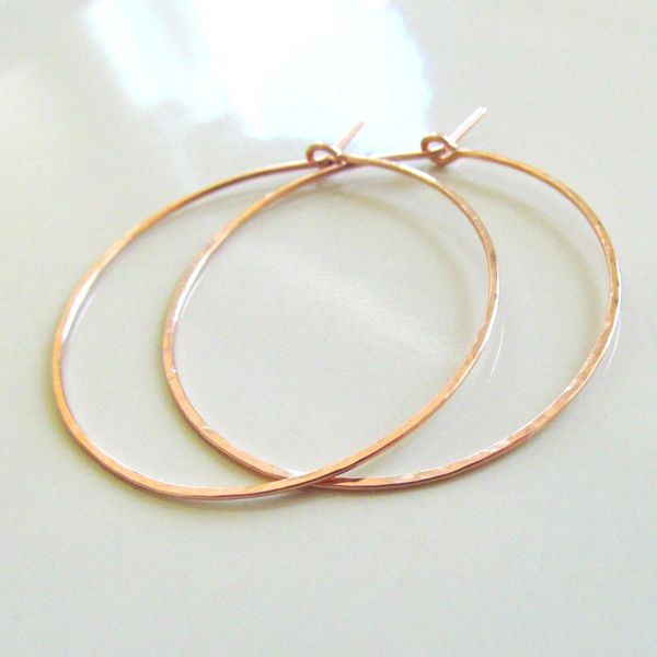Hoop Earrings Medium Rose Gold-Filled Hammered