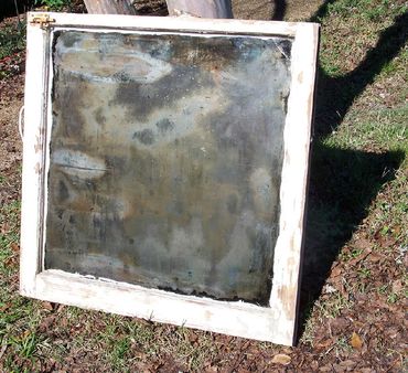 Hand-silvered antique window glass. A layer of pure silver reduced onto glass. 