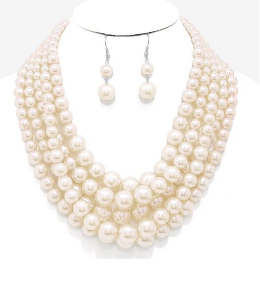 White Multistrand pearl necklace She Is Me Accessories