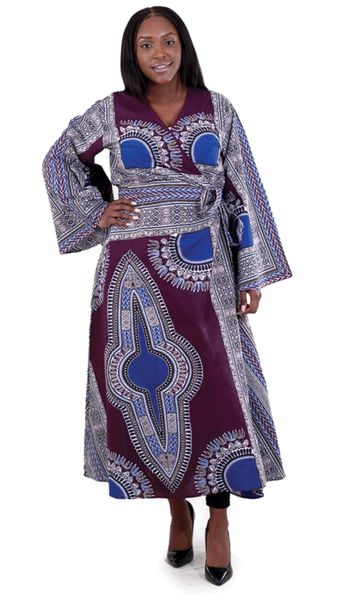 Purple Traditional Print Wrap Dress | She Is Me Accessories