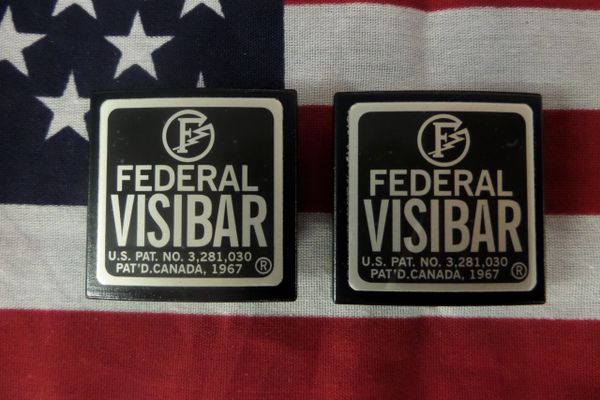 New Pair Federal Visibar Twin Beacon Ray Aluminum End Cap's with Foil Labels 