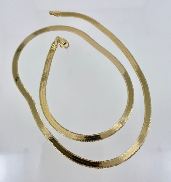 Vintage 14k yellow gold 22” reversible patterned herringbone chain