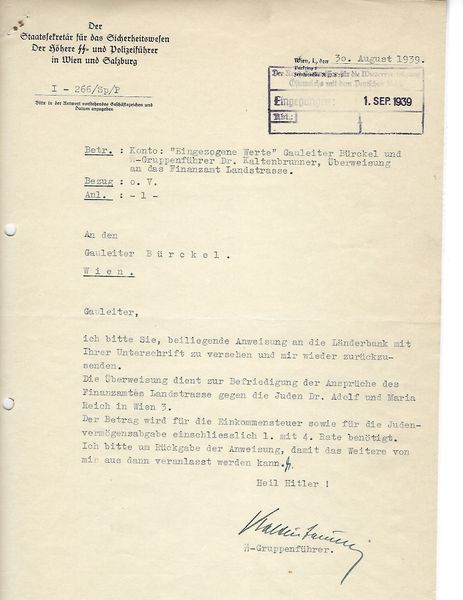 Ernst Kaltenbrunner signed letter