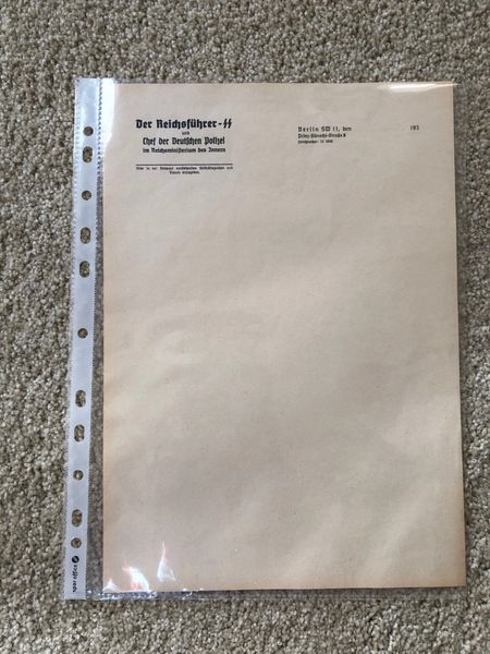 Reichsfuehrer SS original stationery