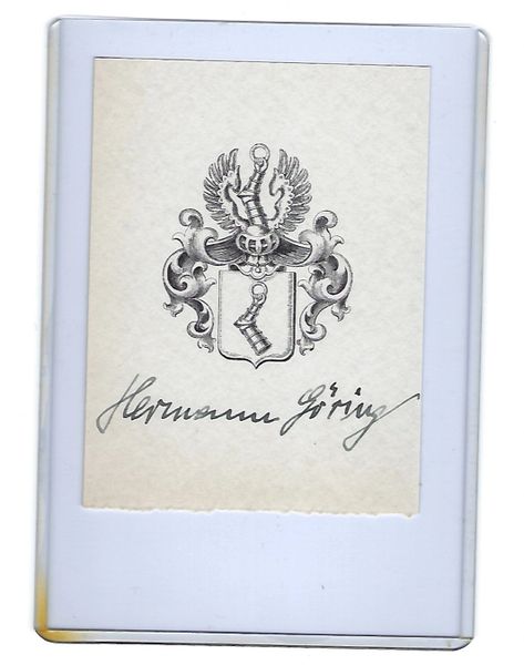 Hermann Goering signed book plate with his coat of arms