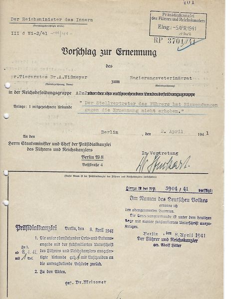 Document signed by Dr. Wilhelm Stuckart
