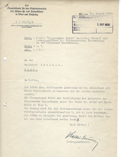Ernst Kaltenbrunner signed letter