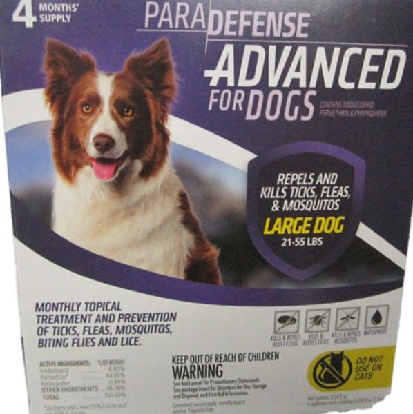 Dog Flea & Tick Treatment - Para Defense Advanced - 21 to 55 LBS - 4 ds – Topical