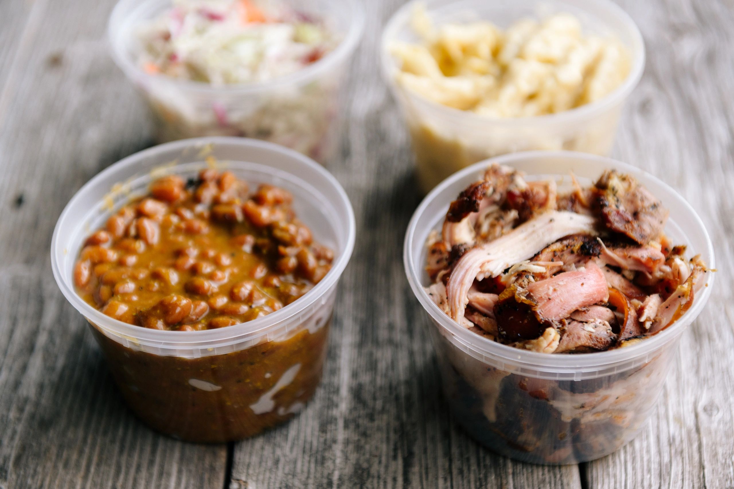 mrsippy bbq to-go pork beans cole slaw mac and cheese chicken