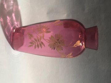 1890s ruby glass vase with hand painted enameled decoration
SN 4129-8