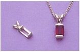 14kt Gold or Sterling Silver Shallow Rectangular Tourmaline Pendant Setting (4-17mm)