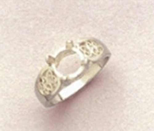 5-10mm Round Sterling Silver Filigree Style Pre-Notched Ring Setting Size 5-9