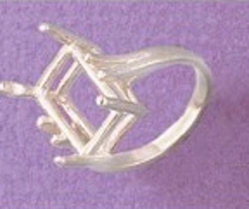 10x8-20x15mm Sterling Silver Octagon Cathedral Shank Style Pre-Notched Ring Setting Size 5-9