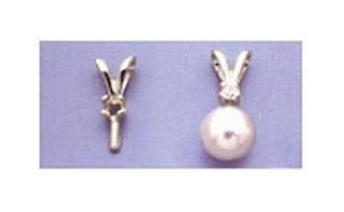 14kt Gold or Sterling Silver Pearl Accented Pendant Setting (2mm)