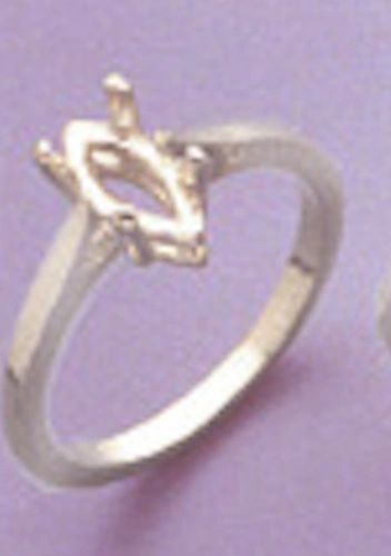 14x7-20x10mm Sterling Silver Marquise Solitaire Style Pre-Notched Ring Setting Size 6. 7. 8. 9