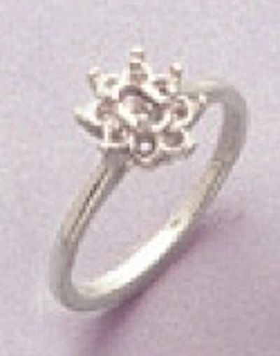 5x3mm Oval Sterling Silver Round Accented Cluster Style Pre-Notched Ring Setting Size 4-9