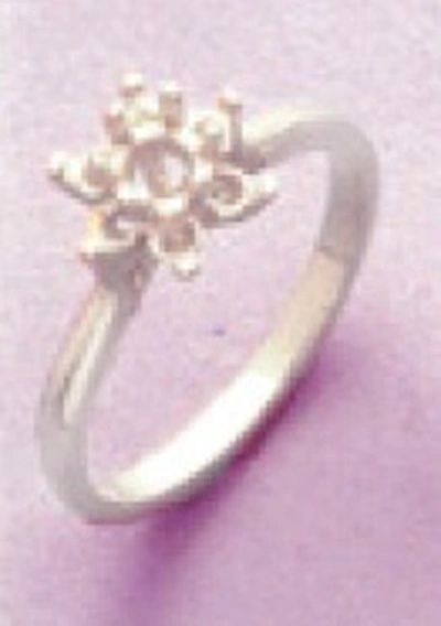 4mm Round Sterling Silver Round Accented Cluster Style Pre-Notched Ring Setting Size 4-8