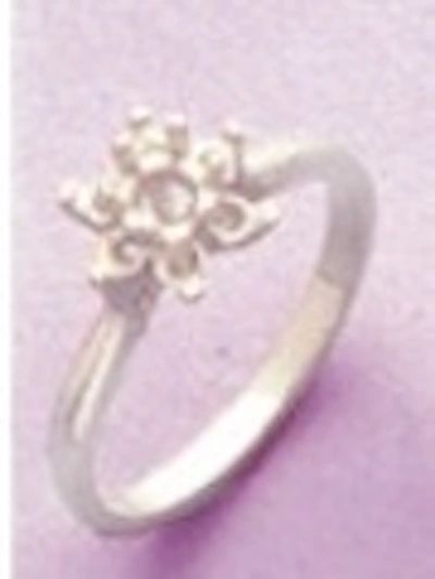 5mm Round Sterling Silver Round Accented Cluster Style Pre-Notched Ring Setting Size 4-9