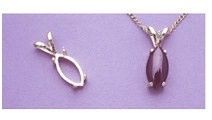 14kt Gold or Sterling Silver Marquise Cabochon Pendant Setting