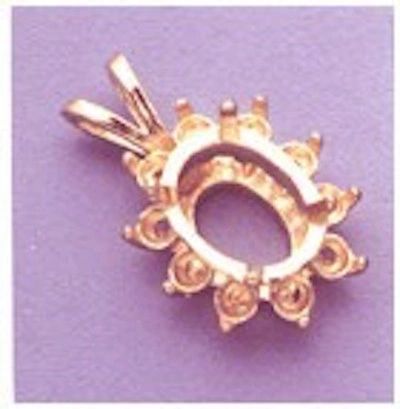 14kt Gold or Sterling Silver Oval Cluster Pendant Setting (6x4-8x6mm)