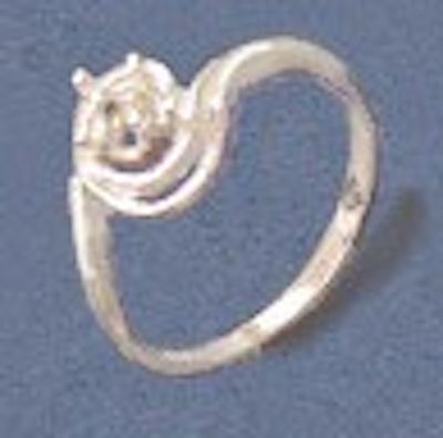 4mm Round Sterling Silver Swirl Style Pre-Notched Ring Setting Size 5-9
