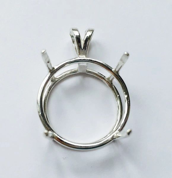 925 Sterling Sterling Silver Round Pendant Setting (4-25mm)