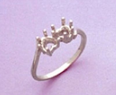 5x5mm Heart Friendship Style Sterling Silver Pre-Notched Ring Setting Size 6-8