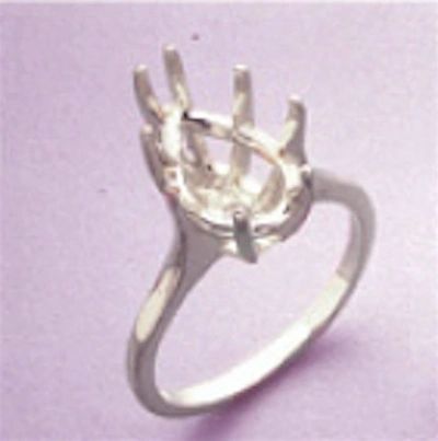 12x8-20x15mm Sterling Silver Pear Deep Cut Pre-Notched Ring Setting Size 6-11