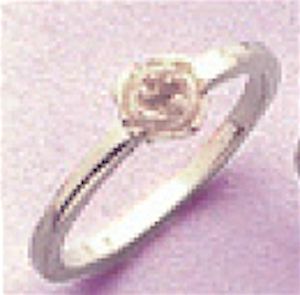 2 or 3mm Round Accented Sterling Silver Rose Style Pre-Notched Ring Setting Size 3-8