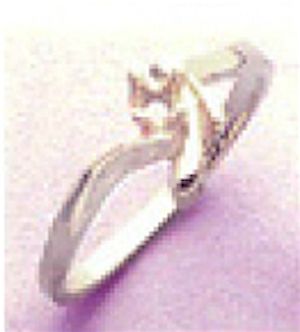 3mm Round Accented Sterling Silver Petite Style Pre-Notched Ring Setting Size 3-8