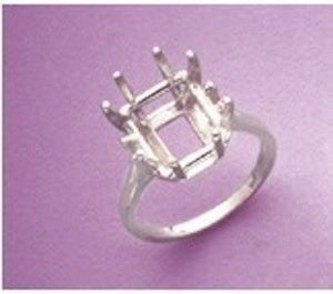 12x10-16x12mm Octagon Sterling Silver Pre-Notched Ring Setting Size 5-9