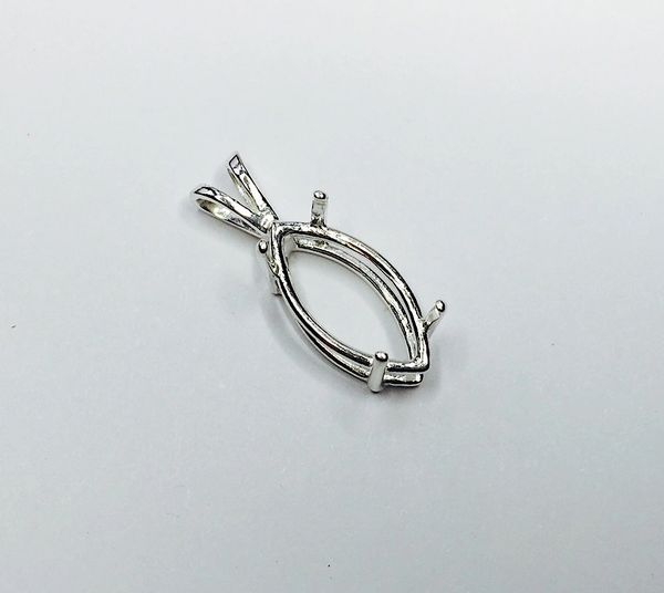 Sterling Silver Marquise Cast Wire Pre-Notched Pendant Setting (8x4-20x10mm)