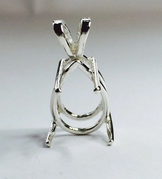 14kt Gold or Sterling Silver Pear Cast Wire Pendant Setting (5x3-30x22mm)