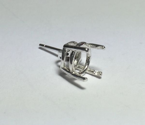 One Sterling Silver Round (4-Prong) Wire Pre-Notched Earring Setting (6.5-12mm)