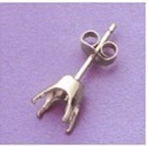 One Sterling Silver Round (4-Prong) Pre-Notched Earring Settings (1.6-6mm)