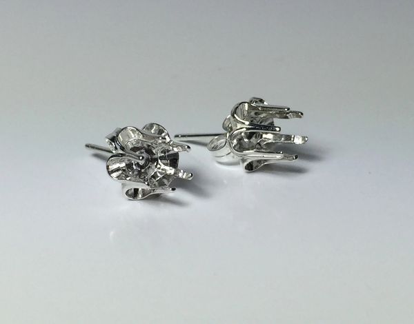 Two Sterling Silver Round Buttercup Style Pre-Notched Earring Settings (2-5.5mm)