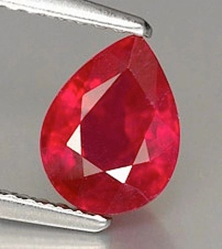 One Pear Faceted Bright Red Lab Created Ruby (5x20x15mm)