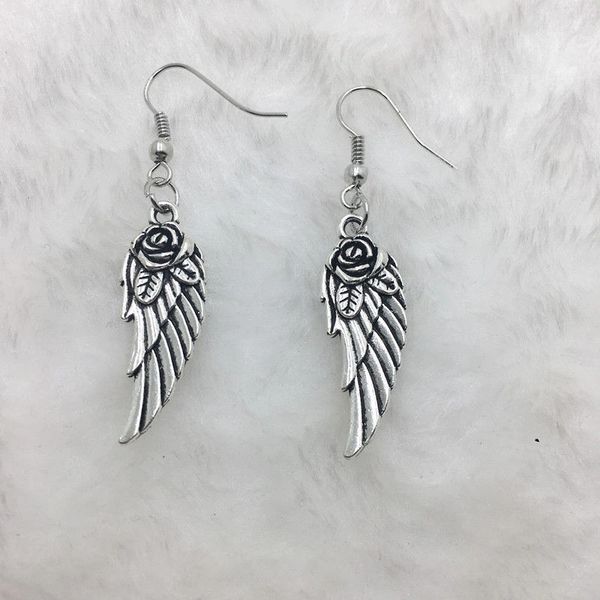 Stylish Antique Silver Plated Angel Wing Earrings
