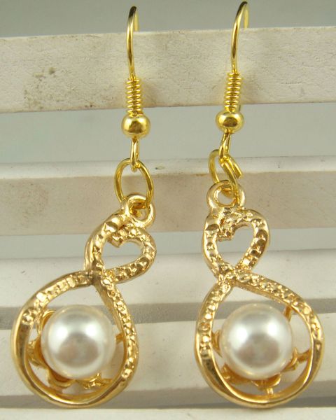 Pair of Elegant Imitation Pearl Dangle Earrings
