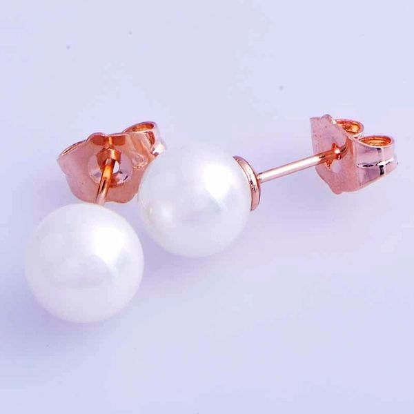 Women's Rose Gold Plated Stud Earrings With White Imitation Pearl