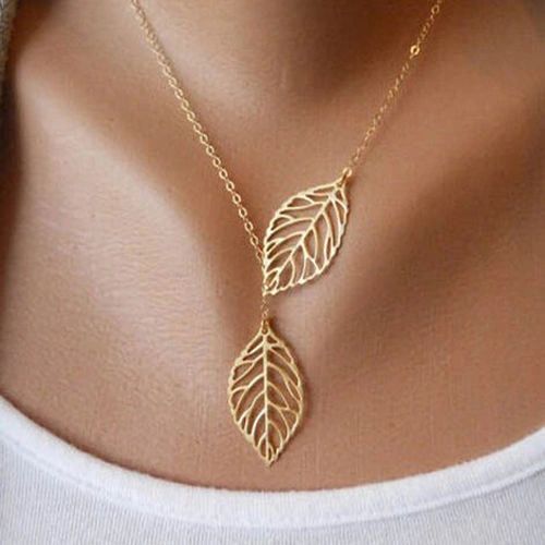 Golden Double Leaf Necklace