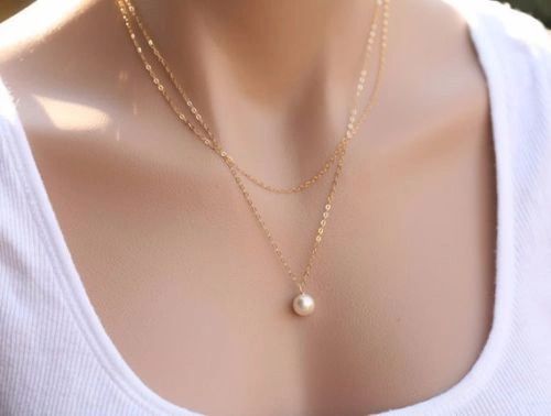 Very Pretty Imitation Pearl Double Strand Necklace